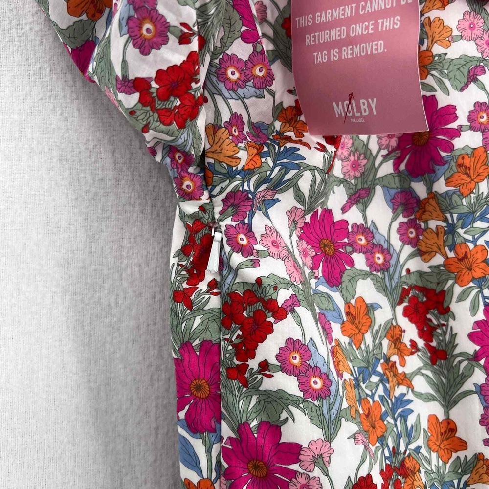 MOLBY THE LABEL Bertie Mini Dress Women UK6 US2 Floral Ruffle Collar Puff Sleeve - Picture 6 of 16